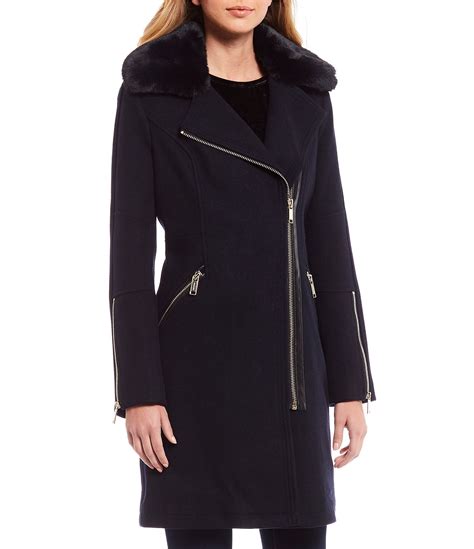 michael kors wool coat fur collar|Michael Kors wool coats women's.